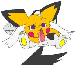 angelchu balls bandage emolga feet fellatio female feral licking lily_the_angelchu looking_at_viewer male mammal nintendo oral penis pichu pokemon presenting rodent sex simple_background straight te-lightning tongue tongue_out video_games wings