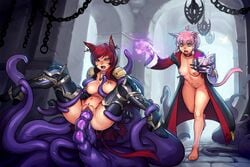 2girls anal anal_penetration blackmyst breast_grab breasts breasts_out couple double_penetration dungeon duo egg_implantation female final_fantasy final_fantasy_xiv heterochromia magic miqo'te monster multiple_girls oviposition penetration pussy sabrith_ebonclaw spread_legs tayelle_ebonclaw tentacle vaginal_egg_implantation vaginal_penetration yuri