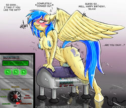 2017 anthro anthrofied areola big_breasts blue_hair blush breasts cutie_mark dialogue dildo dildo_sitting drooling ejaculation english_text equine excessive_pussy_juice eyelashes fan_character feathered_wings feathers female friendship_is_magic fur hair hooves horse looking_up mammal masturbation multicolored_hair my_little_pony navel nipples nude orgasm pegasus penetration pony puddle pussy pussy_ejaculation pussy_juice ravenousdash saliva sex_toy shaking silvia_windmane simple_background smile solo sybian teeth text trembling vaginal_penetration vaginal_penetration vibrator wings yellow_fur