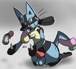 4boys anal ass cum cum_on_ass cum_on_face drooling erection fellatio feral furry gay group group_sex hand_on_head interspecies knot lucario male male_only nintendo oral pawn penis pokemon pokemon_(species) pokemon_dppt saliva simple_background testicles video_games