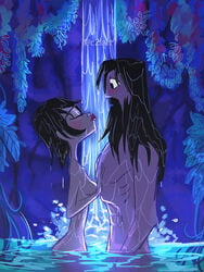 ashi_(samurai_jack) canon_couple condemned2love daughters_of_aku hero heroine in_love nude romantic samurai_jack samurai_jack_(character) sideboob straight villainess waterfall