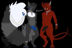 2_tails anthro chains cute damien damien_guarinot demon erection fluffy furry horn hybrid invalid_tag kevinrogers looking_at_viewer male multiple_tails penis standing tail_maw tail_mouth wolfa yaoi