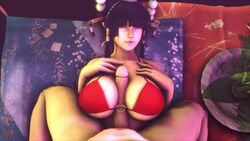 1boy 1girls 3d animated big_penis breasts cleavage dead_or_alive erection female jujala large_breasts looking_at_viewer male nyotengu paizuri penis pov sound source_filmmaker straight video