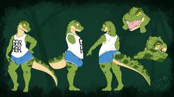 crocodile crocodilian full_length male meganemausu model_sheet scalie solo standing