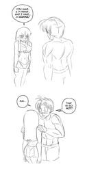 1boy 1girls bra dragon_ball dragon_ball_super female funsexydragonball future_mai future_trunks human mai_(dragon_ball) male monochrome panties straight trunks_briefs