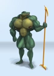 2017 abs akhara anthro balls biceps big_balls big_muscles big_penis crocodile crocodilian deity egyptian long_penis male male_only muscular muscular_male navel nipple_piercing nipples pecs penis piercing reptile scalie sobek solo staff teeth vein