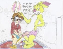 clothed clothing disney duo eyewear gay glasses humanoid_penis lagomorph male male_only mammal penis rabbit rabbit_(winnie_the_pooh) smooth_fur text timon-berkowitz topless uncut underwear urine watersports winnie_the_pooh_(franchise) yaoi