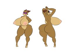 2017 anthro armpits ass big_breasts big_butt breasts deadpliss eyewear female goggles gremlin hi_res huge_breasts huge_butt nipples nude pussy smile solo thick_thighs voluptuous wide_hips