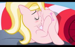 1girls animal animated anus autocunnilingus blonde_hair bubblegum_kiss cunnilingus earth_pony female female_only friendship_is_magic hasbro masturbation my_little_pony oral original original_character pink_skin pussy raised_tail solo unicorn