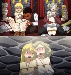 2girls arms_behind_back bdsm blonde_hair blush bondage brave_fencer_musashi breast_harness breasts cleave_gag comic crotch_rope egg_vibrator feet femsub fire_emblem fire_emblem_awakening gag groping kidnapped lissa_(fire_emblem) meteorreb0rn multiple_boys multiple_girls multiple_subs nipple_vibrator panties party_wipe princess_fillet ribbon rope royalty rubbed stimulation sweat tears teased underwear upset vibrator