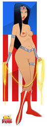 1girls amazon amazonian artist_name bare_shoulders belly black_hair blue_eyes boots bracelet breasts dc dc_comics diana_prince english english_text female female_only jewelry justice_league lasso lasso_of_truth long_hair navel nipples pussy sexfire shoes solo standing tagme text thigh_boots tiara topless vagina watermark white_background wonder_woman wonder_woman_(series)