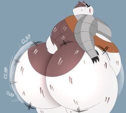 ass_bigger_than_head back_view badger badgerclops big_ass big_butt clapping_ass clapping_butt clapping_cheeks fat fat_ass fat_butt fat_male grabbing_own_ass megacoolbear_(artist) overweight overweight_male