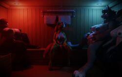 3d_(artwork) animal_genitalia animal_penis anthro belly_tattoo blender_eevee canid canine canis digital_media_(artwork) equid equine equine_genitalia equine_penis female fish genitals group gynomorph haolde haolde_(character) hi_res horse hybrid intersex mamagen mammal marine nude penis pregnant pregnant_female sauna shark sibling_(lore) sister_(lore) sisters_(lore) tattoo wolf