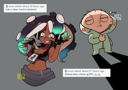 1girls cleavage dark-skinned_female eastern_and_western_character family_guy female marina_(splatoon) midriff nintendo octoling reddit splatoon splatoon_2 stewie_griffin tagme tentacle_hair