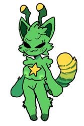 alien anthro areola blue_vulva chest_tuft felid feline female fur gnarpy green_areola green_body green_fur invalid_tag mammal myself nude_anthro original_image solo tail tuft