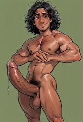 ai ai_generated bara big_penis bruno_madrigal civitai daddy dilf encanto gay gigantic_penis hairy_male huge_cock large_muscles large_penis male_focus male_only muscular_male solo_male