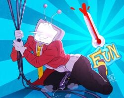 biting cum cumming darkriallet deltarune deltarune_chapter_3 lip robot robot_boy solo_male tenna_(deltarune) tv_head
