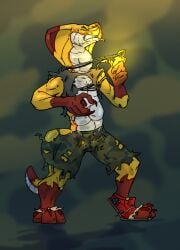 bursting canid canine claws clothing cobra curse double footwear fox genitals hi_res male mammal penis reptile scalie shoes shredding snake solo tearing transformation