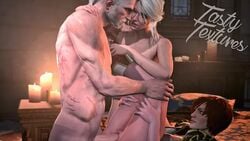 1boy 2girls 3d animated assisted_sex bed big_penis cd_projekt_red ciri female geralt_of_rivia green_eyes long_hair male multiple_girls no_sound pale-skinned_female pale-skinned_male pale_skin red_hair sex shani source_filmmaker tagme tastytextures the_witcher the_witcher_(series) the_witcher_2 the_witcher_3:_wild_hunt threesome vaginal_penetration video white_hair