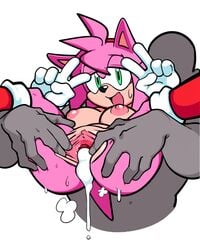 amy_rose anon anthro breasts clitoris cum cum_drip cum_inside dripping duo eyelashes faceless_male female footwear furry gloves green_eyes hairband half-closed_eyes hedgehog human human_on_anthro interspecies looking_at_viewer looking_pleasured male mammal nipples open_mouth pink_body pink_hair presenting presenting_pussy pussy sega simple_background smile sonic_(series) spread_legs spreading straight sweat watatanza white_background