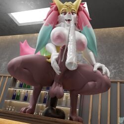 2025 3d_(artwork) alcohol_bottle anal anal_sex anthro areola bar big_breasts big_penis black_penis blender_(artwork) bodily_fluids braixen breasts crouching cum digital_media_(artwork) dildo dildo_in_ass dildo_insertion dildo_sitting ejaculation eyebrows futanari generation_6_pokemon genital_fluids genitals hi_res inner_ear_fluff inside intersex looking_at_viewer masturbation nintendo nipples nude object_in_ass open_mouth orgasm penetration penis pink_areola pink_nipples pokemon pokemon_(species) red_eyes red_nose roflfox_(artist) seraphine_(maru_chan237) seraphine_(roflfox) sex_toy sex_toy_in_ass sex_toy_insertion solo spread_legs spreading tongue tuft