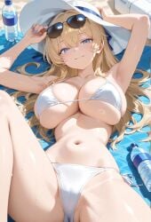 ai_generated bikini blonde_hair blue_eyes cute sunglasses