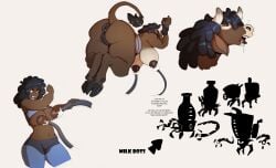 anthro anus ass big_breasts big_butt black_hair bodily_fluids bottomwear bound bovid bovine breast_expansion breast_milking breasts brown_body brown_skin cattle closed_eyes clothed clothing cloven_hooves dark_body dark_skin drooling expansion female genitals hair hands_tied hi_res hooves horn human human_to_anthro lactating machine mammal milk milking_machine nipples nude nude_female pants plump_labia puffy_anus pussy raised_clothing raised_shirt raised_topwear saliva sharkrags shirt solo species_transformation tail tail_tuft topwear transformation tuft vulva