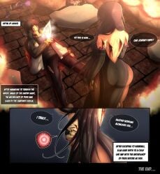 1boy1girl 1boy2girls ass_focus big_ass black_hair comic_page death elsa_granhilte elsa_granhilte_(pride) impregnation meili_portroute natsuki_subaru natsuki_subaru_(pride) ovulation pregnant re:zero_kara_hajimeru_isekai_seikatsu sad text yultarinn