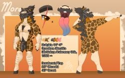 anthro ass beard black_nipples blue_tongue body_hair brown_eyes buckteeth character_description curly_hair description ear_piercing eye_scar facial_hair facial_piercing facial_scar fingers fur giraffe giraffid grey_hair hair hi_res hooved_fingers hooves lip_piercing long_beard long_tongue male mammal markings model_sheet mole_under_eye mora_giraffe moustache musclegut muscular muscular_anthro muscular_male nipples nose_jewelry nude nude_anthro nude_male pecs piercing ponytail scar solo spots spotted_body spotted_fur starmoral tall teeth text tongue