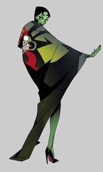 aku black_hair female green_skin high_heels ikra mole rule_63 samurai_jack solo