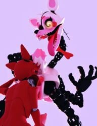 3d 3d_(artwork) 4_fingers anal animal_genitalia animal_penis ass bow_tie canid canine cunnilingus duo fangle female five_nights_at_freddy's five_nights_at_freddy's_2 fox foxy_(fnaf) male male/female mangle_(fnaf) mangled_mangle_(fnaf) oral penis sneakyphox