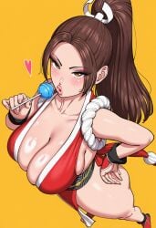 ai ai_assisted ai_generated asian asian_bimbo asian_female big_lips bimbo bimbo_lips breasts brown_hair brunette brunette_hair child_bearing_hips cleavage curves curvy curvy_body curvy_female curvy_figure eyeshadow fatal_fury female from_above full_lips heart heart_symbol hoe hourglass_figure huge_breasts lipstick lollipop mai_shiranui makeup mascara overhead_view paag pose posing posing_for_the_viewer pout pouting pouty pouty_lips seductive seductive_female seductive_mouth seductive_pose slut softcore thick thick_thighs voluptuous