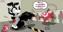 absurd_res ass balls bat big_ass big_balls big_breasts big_butt big_penis breasts brown_body brown_fur buckteeth bulge cartoon_eyes cartoon_gloves cartoon_physics clothing curvy_figure dynamite ear_piercing explosives fangs female fizzi_the_fruit_bat fur genitals grey_clothing hair hi_res hourglass_figure humor hyper infinityartistix lagomorph leporid lips male male/female mammal megabat monochrome object_in_ass object_in_penis onomatopoeia orange_clothing overalls paint penis piercing presenting presenting_body presenting_hindquarters question rabbit red_hair sound_effects target teeth text thick_lips toony toony_expression toony_eyes topwear tube_top