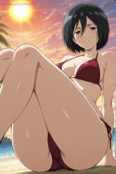 1boy1girl ai ai_generated ass ass_focus asshole attack_on_titan black_hair cum cum_in_ass cum_in_pussy cum_in_pussy cum_inside from_behind goonimeai mikasa_ackerman naked naked_female penetration pussy pussy_lips red_scarf sex shingeki_no_kyojin spreading squatting vagina vaginal_penetration vaginal_sex