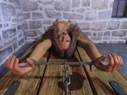 brown_hair cgi female naked rack rack_(torture) torture torture_rack tortured
