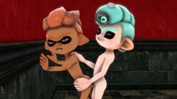 anal blowjob cum_in_mouth cum_inside danger(oc) gay gay_sex inkling inkling_boy male octoling octoling_boy on penetration_from_behind sfm source_filmmaker splatoon splatoon_3
