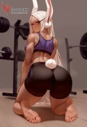 1girls 2d abs ai_generated ass big_ass big_breasts boku_no_hero_academia breasts cleavage dark-skinned_female dark_skin erophoenix female female_focus full_body gym looking_at_viewer mirko miruko muscles muscular muscular_female my_hero_academia navel patreon_username solo solo_female sports_bra thick thick_thighs toned uncensored