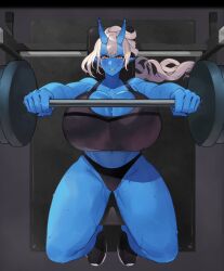 blue_skin demon_girl female horns large_ass large_breasts oni oni_female tagme tita tita_(vincent_to13) working_out