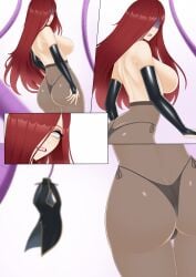 chastity chastity_cage femboy jesscatg large_breasts red_eyes red_hair sissification sissy sissyfication tagme transformation wide_hips
