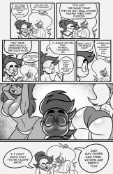 2022 4girls beauty_mark big_ass big_breasts bikini blush blushing casual clothing comedy comic dark-skinned_female dark_skin drink drink_cup ear_piercing eyebrow_piercing female funny glasses hoodie lesbian lesbian_denial light-skinned_female light_skin marina_williams mole mole_under_eye monochrome oboithisisfunky original original_character original_characters piercing ponytail reading reading_book sweater tagme tena_(onemanshowoff) twintails