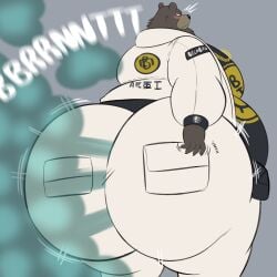 ass_bigger_than_head bear ben_bigger big_ass big_butt blush blush_lines fart fart_cloud fart_everywhere fart_fetish farting farts fat fat_ass fat_butt fat_male furry megacoolbear_(artist) scratching scratching_butt zenless_zone_zero zzz