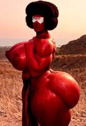 1girls abs afro ai_generated anmbition ass ass_visible_through_thighs cartoon_network civitai dark-skinned_female female female_only garnet_(steven_universe) glasses huge_breasts mature_female muscular muscular_female muscular_thighs red_body steven_universe sweat sweaty_body tagme thick_thighs voluptuous_female wide_hips