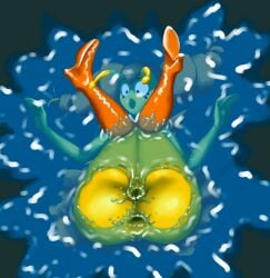 ad-sink-0 alien alien_girl anal_object_insertion antennae dissolving_clothes double_penetration feet_up female hands_up_(joel_g) pussy restrained slime slime_(substance) slime_monster stuck stuck_in_slime torn_clothes trapped ula_(joel_g) vaginal_penetration yellow_body yellow_skin