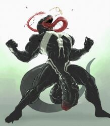 absurd_res anthro balls banana_da_boi big_balls big_muscles big_pecs big_penis black_body dinosaur erection foreskin genitals hi_res huge_balls huge_cock humanoid_genitalia humanoid_penis hyper hyper_balls hyper_genitalia hyper_penis long_tail long_tongue male marvel muscular muscular_anthro muscular_male pecs penis pose prehistoric_species reptile scalie sharp_teeth solo symbiote tail teeth thick_tail tongue tongue_out vein veiny_muscles veiny_penis venom_(marvel)