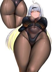 1girls ass big_ass big_breasts breasts bubble_butt busty clothing dat_ass fat_ass female female_only large_ass large_breasts looking_at_viewer looking_back looking_down nichesnake solo thick_ass thick_thighs white_background white_hair wide_hips yellow_eyes yixuan_(trails_of_ink)_(zenless_zone_zero) yixuan_(zenless_zone_zero) zenless_zone_zero
