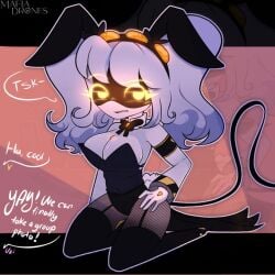 breasts clevage female hair j_(murder_drones) murder_drones playboy_bunny_costume rabbit_ears robot vanilletoo