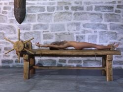 brown_hair cgi female naked rack rack_(torture) torture torture_rack tortured