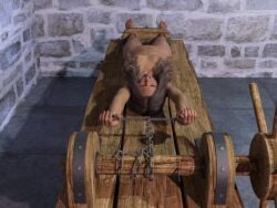 brown_hair cgi female naked rack rack_(torture) torture torture_rack tortured