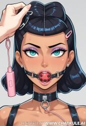 ai ai_generated ball_gag close-up danny_phantom female female gag_bondage paulina_sanchez vibrator
