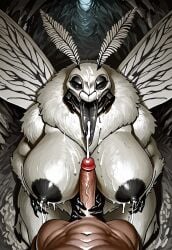 1boy after_sex ai_generated antennae_(anatomy) bbw black_eyes candles cave charcoal creepypasta cum_on_face dominant_male extra_arms facial fat female fur giantess handjob huge_breasts insect_girl inviting lactation looking_at_viewer male maledom milf monster_girl moth moth_girl mother_(lore) nude on_back pussy size_difference small_dom_big_sub sweat thick_thighs tongue_out we_weren't_allowed_to_talk_to_women wide_hips wings